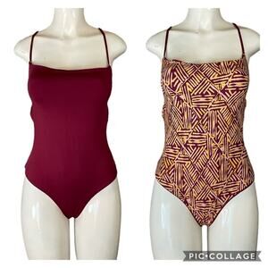 Reversible Low Back Cheeky One Piece Swimsuit Size Medium